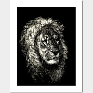 Dramabite Artistic Lion head Cute Hand Drawn Animal Graphic Realistic Posters and Art